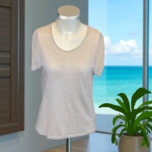 Anthropologie Shimmer Gold Metallic Short Sleeve Top